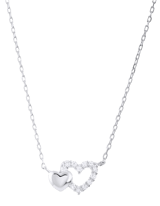 Zilveren collier&hanger hartjes zirkonia voor dames