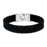 Armband aus Edelstahl für Herren mit geflochtenem Leder