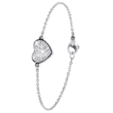 Gerecycled stainless steel armband hart met kristal