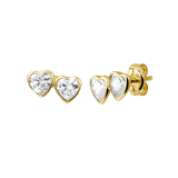 Ohrringe, 585 Gelbgold, 2 Herzen mit Zirkonia