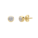 14 karaat geelgouden oorknoppen met zirkonia 4mm voor dames