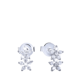 Zilveren oorknoppen bloemen met zirkonia voor dames