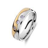 Stainless steel goldplated liefdesring Valletta met zirkonia voor met zirkonia voor dames