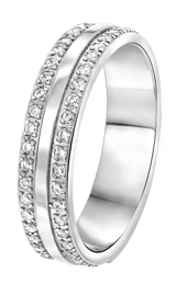Gerecycled stainless steel liefdesring chicago dames zirkonia