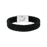 Stalen herenarmband gevlochten leer grijs