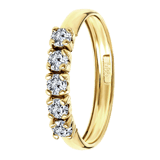 14 karaat geelgouden ring met 5 zirkonia stenen
