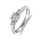 14 Karaat witgouden ring met 3 zirkonia stenen