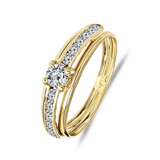14 Karaat geelgouden ring met zirkonia