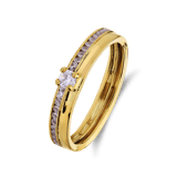 14 karaat geelgouden ring met zirkonia