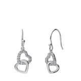 Zilveren oorhangers hart met zirkonia voor dames