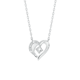 Halskette, 925 Silber, mit Herzanhänger, Zirkonia