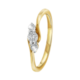 14karaat bicolor gouden ring 3 diamanten 0,04ct