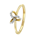 14 karaat geelgouden ring met 15 diamanten 0,07ct