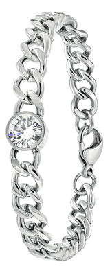 Edelstahlarmband Gourmetglieder mit Zirkonia