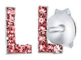 Silberne Kinderohrringe Initalien rosa Kristall