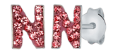 Zilveren kinderoorbellen initialen roze kristal