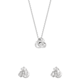Zilveren set ketting&oorbellen knoop zirkonia