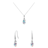 Schmuckset, 925 Silber, Tropfen mit Kristall