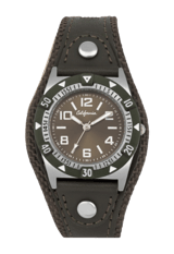 California Armbanduhr für Jungen mit grünem Lederband