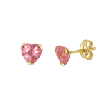Ohrringe, 585 Gelbgold, Herz, Zirkonia in Rosa, 5 mm