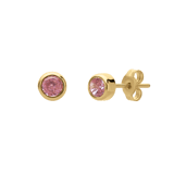 Ohrringe, 585 Gelbgold, mit Zirkonia in Rosa, 3 mm