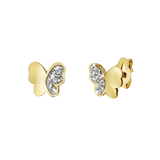 Ohrringe, 585 Gelbgold, Schmetterling mit Kristall