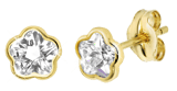 Ohrringe, 585 Gelbgold, Blume mit Zirkonia, 5 mm