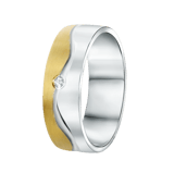 Zilveren goldplated liefdesring Lyon met zirkonia voor dames