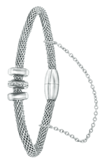 Gerecycled stainless steel armband mesh met kristal
