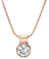 Stainless steel roséplated ketting met hanger met zirkonia voor dames