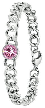 Gerecycled stainless steel armband met roze zirkonia