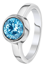 Gerecycled stainless steel ring met aqua zirkonia