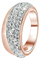 Stainless steel roséplated ring met kristal voor dames