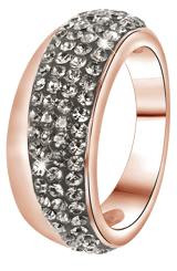 Edelstahlring rotvergoldet Kristall Black Diamond