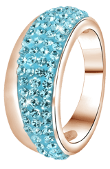 Edelstahlring rotvergoldet Kristall aquamarinblau