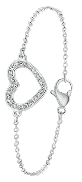 Gerecycled stainless steel armband open hart met met kristal
