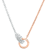 Gerecycled stainless steel ketting stainless steel/rose ringen met kristal