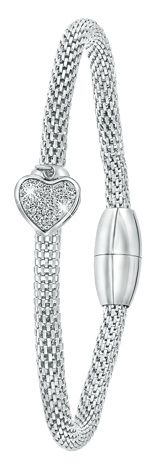 Gerecycled stainless steel armband mesh hart met kristal