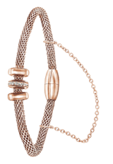 Armband aus rotvergoldetem Edelstahl/Mesh mit Kristall
