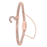 Stainless steel roséplated fantasiearmband met letterhanger en kristal voor dames