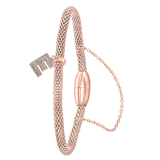 Stainless steel roséplated fantasiearmband met letterhanger en kristal voor dames