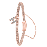 Stainless steel roséplated fantasiearmband met letterhanger en kristal voor dames