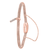 Stainless steel roséplated fantasiearmband met letterhanger en kristal voor dames