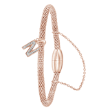 Stainless steel roséplated fantasiearmband met letterhanger en kristal voor dames