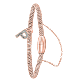 Stainless steel roséplated fantasiearmband met letterhanger en kristal voor dames