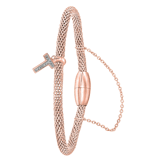 Stainless steel roséplated fantasiearmband met letterhanger en kristal voor dames