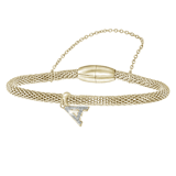 Stainless steel goldplated fantasiearmband met letterhanger en kristal voor dames