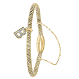 Stainless steel goldplated fantasiearmband met letterhanger en kristal voor dames