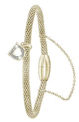 Stainless steel goldplated fantasiearmband met letterhanger en kristal voor dames