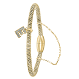 Edelstahlarmband Maschengewebe vergoldet Buchstabe mit Kristall